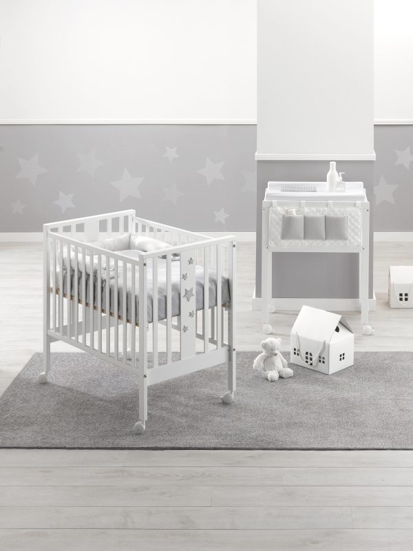 Postýlka k manželské posteli Mini Stelline bílá/šedá - Image 3